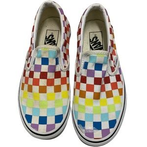Vans kids rainbow checkered EUC like new   4.5